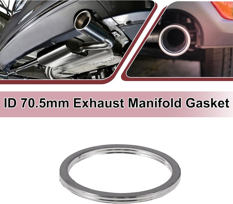 REPAIROCK ID 70.5mm Exhaust Manifold Gasket Prevent Leak Noise Exhaust Donut Gasket Muffler Ring Exhaust Flange Gasket for Car SUV Graphite Stainless Steel - Image 2